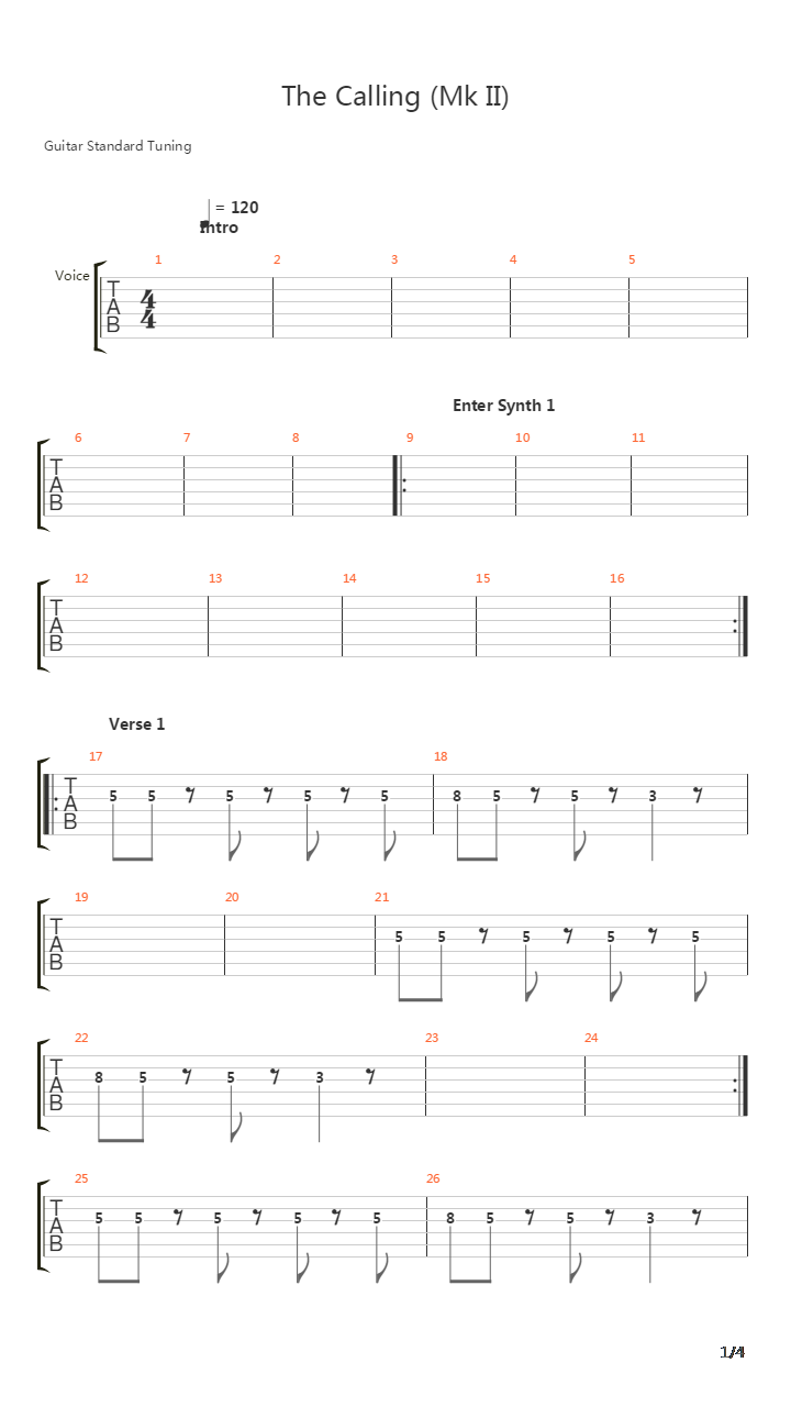 The Calling吉他谱