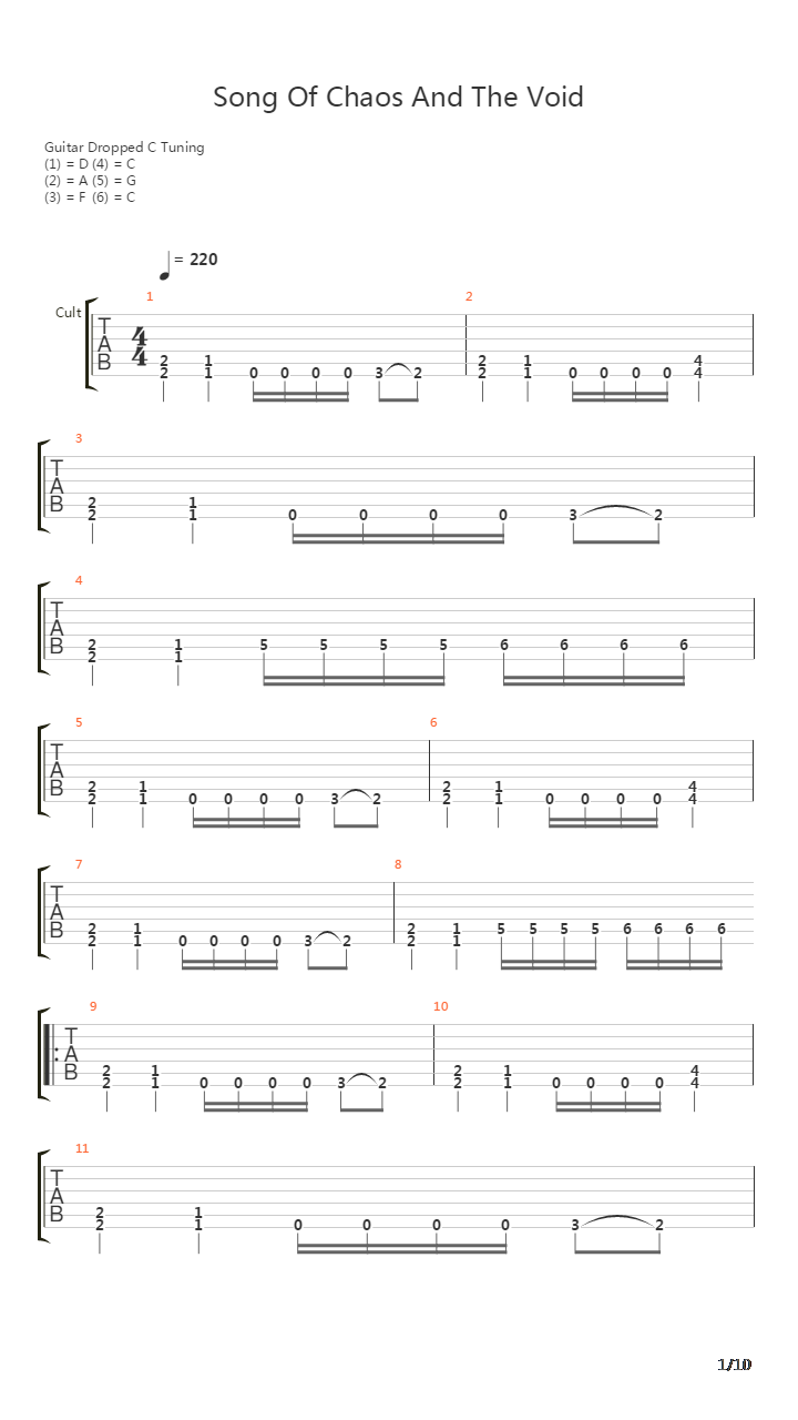 Song Of Chaos And The Void吉他谱