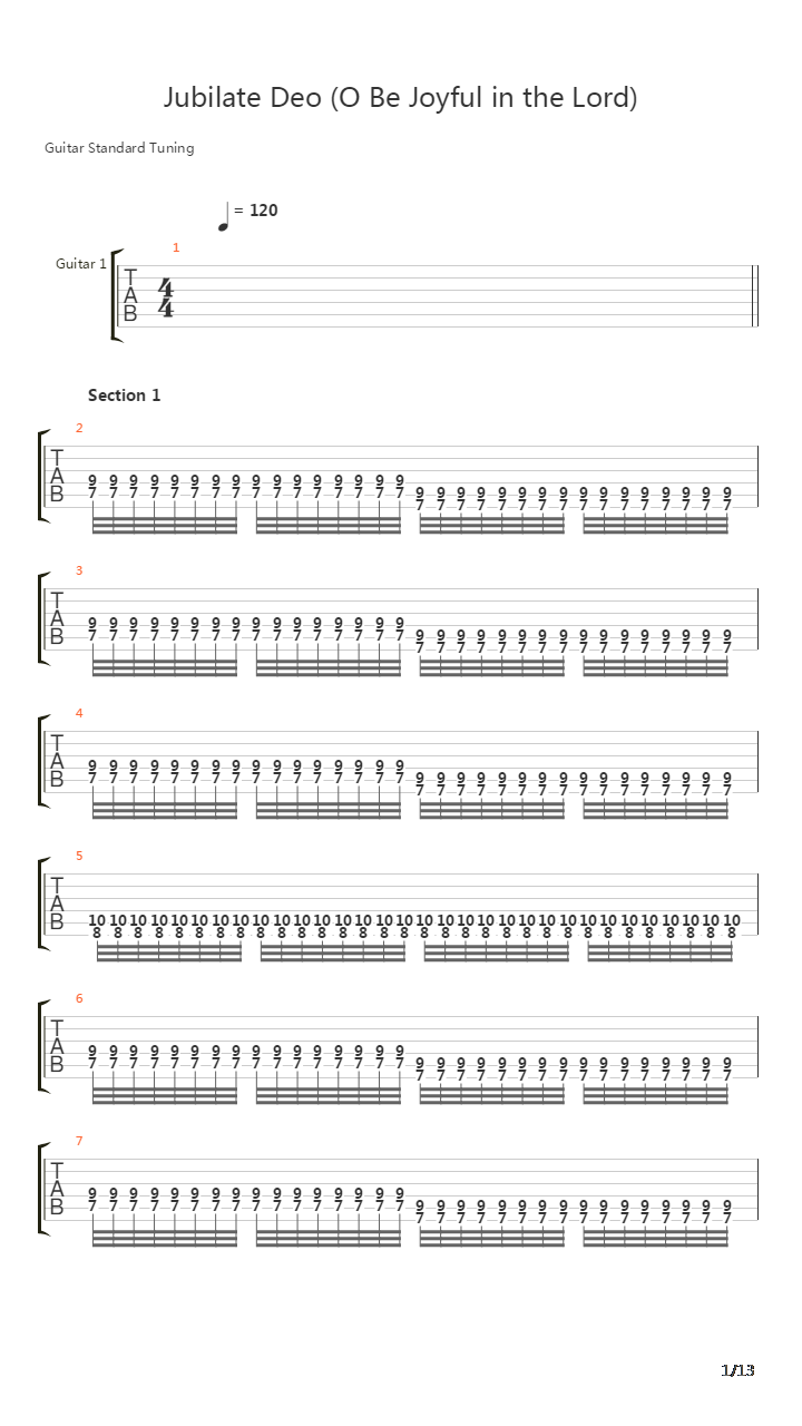 Jubilate Deo O Be Joyful In The Lord吉他谱