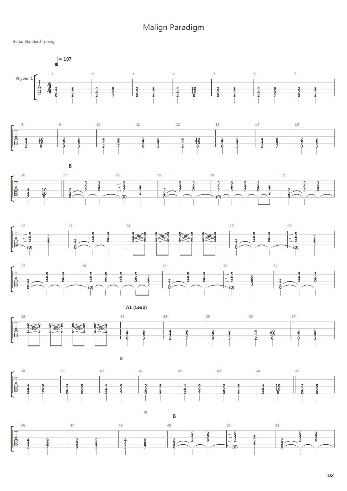 Malign Paradigm吉他谱