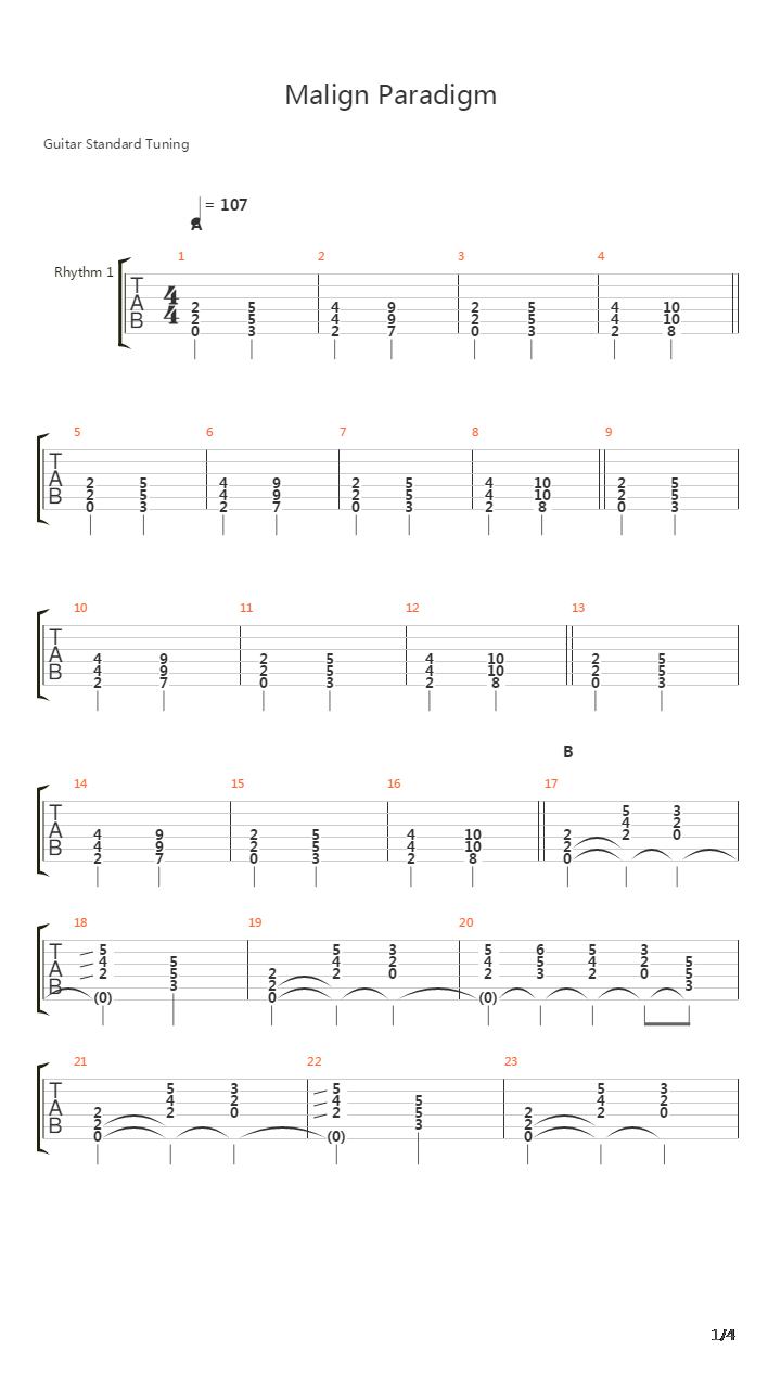 Malign Paradigm吉他谱