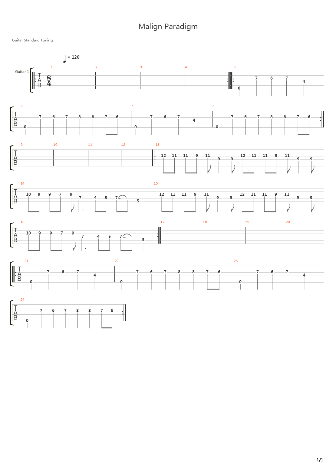 Malign Paradigm吉他谱