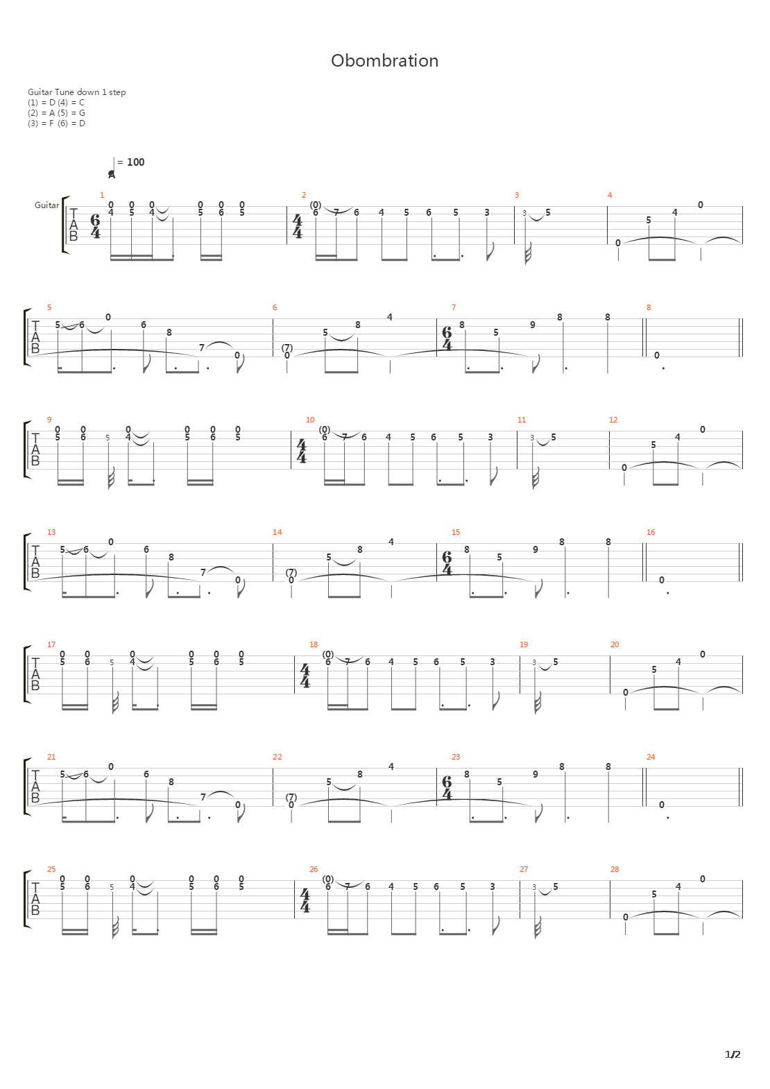 Obombration吉他谱