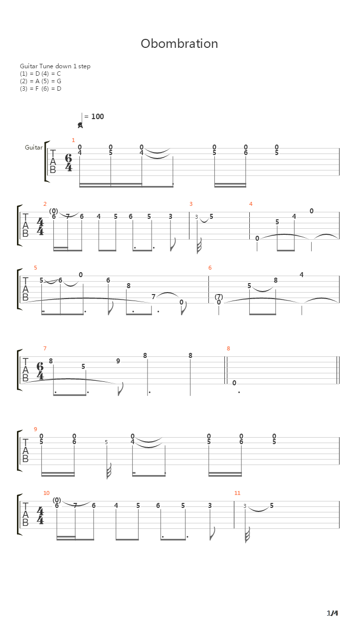 Obombration吉他谱