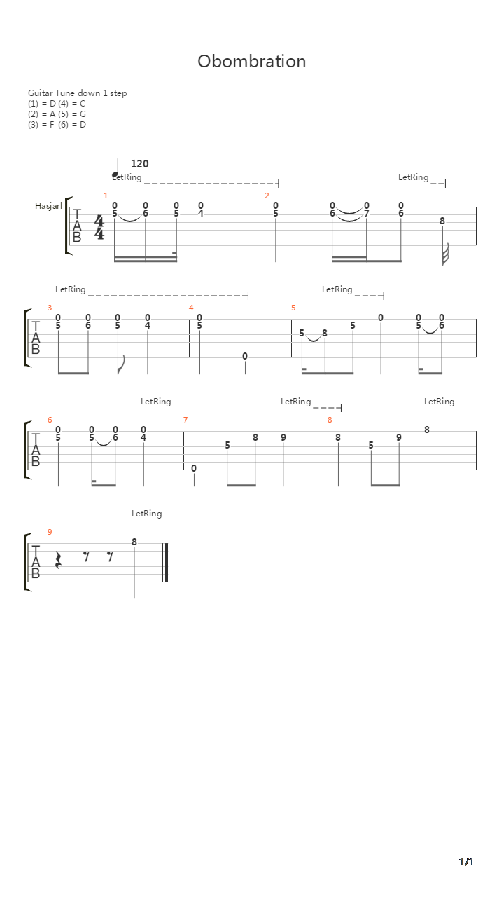 Obombration吉他谱