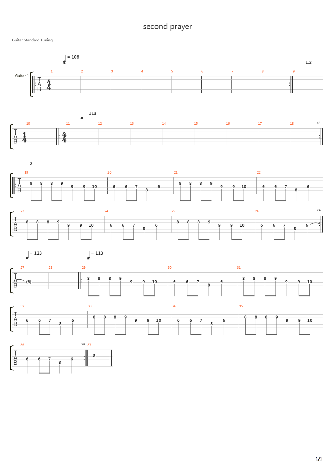 Second Prayer吉他谱