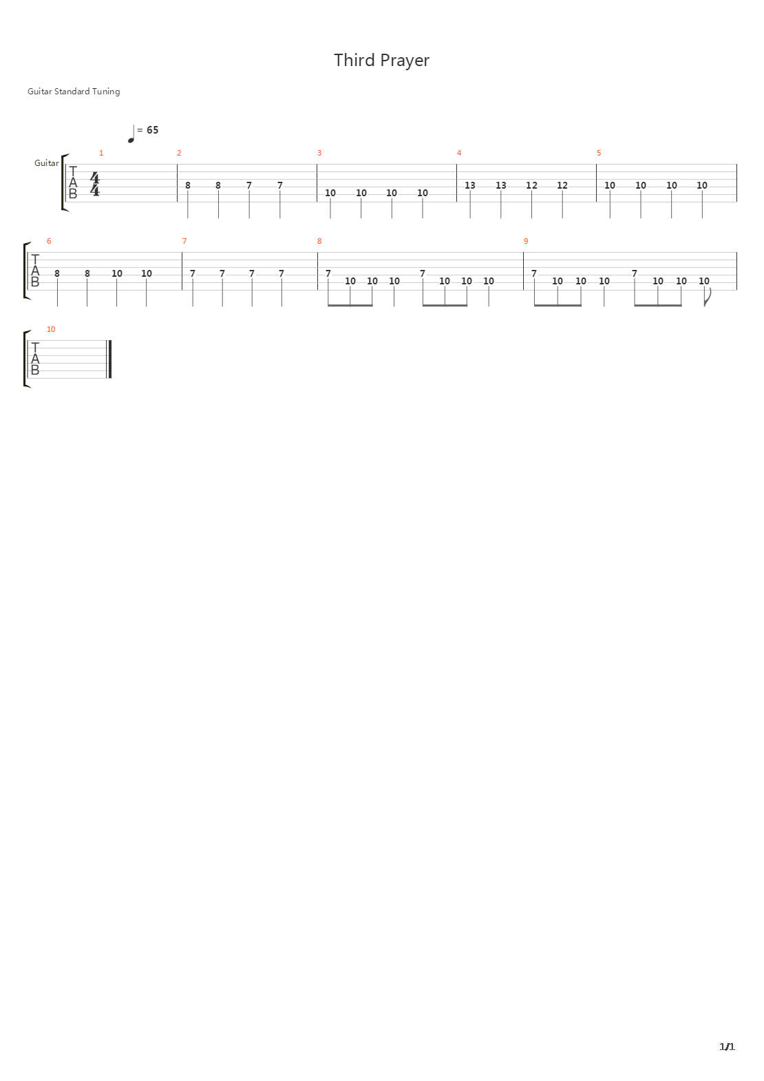 Third Prayer吉他谱