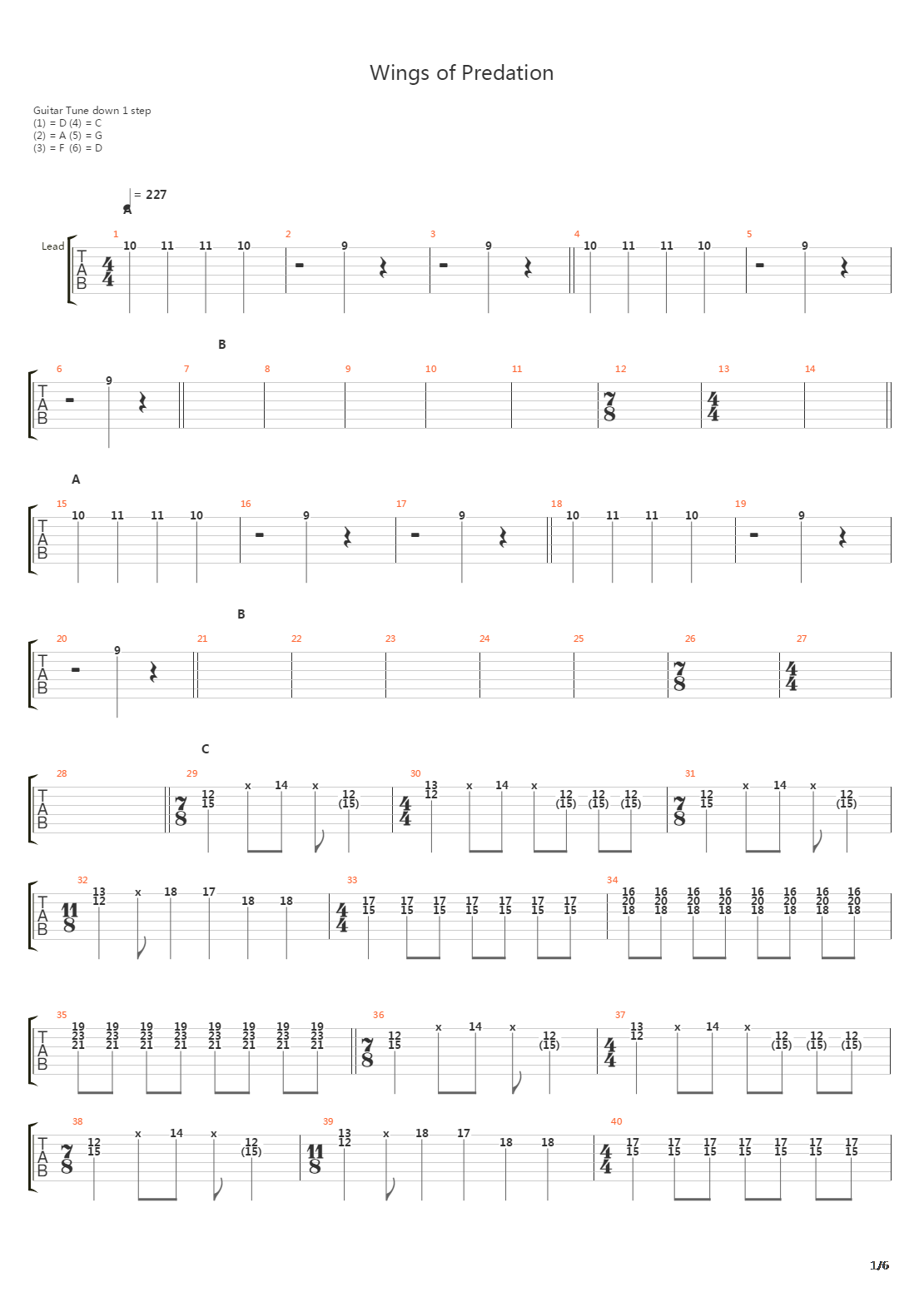 Wings Of Predation吉他谱