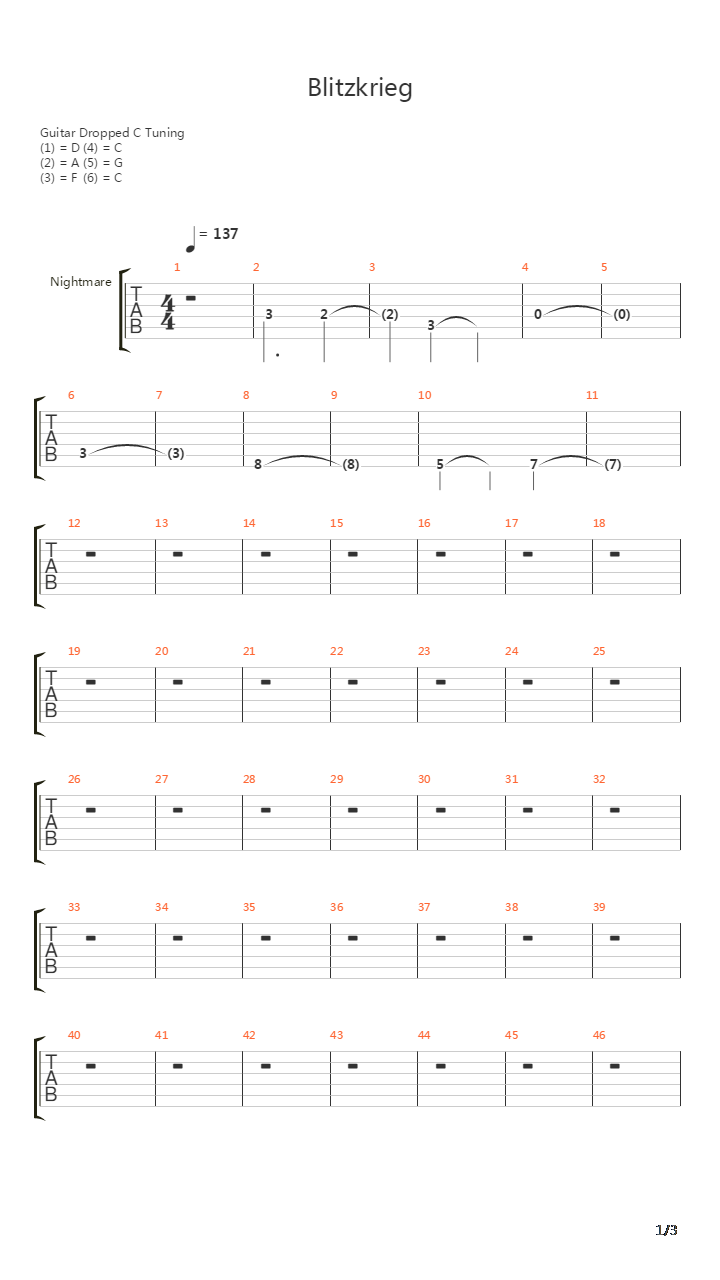 Blitzkrieg吉他谱