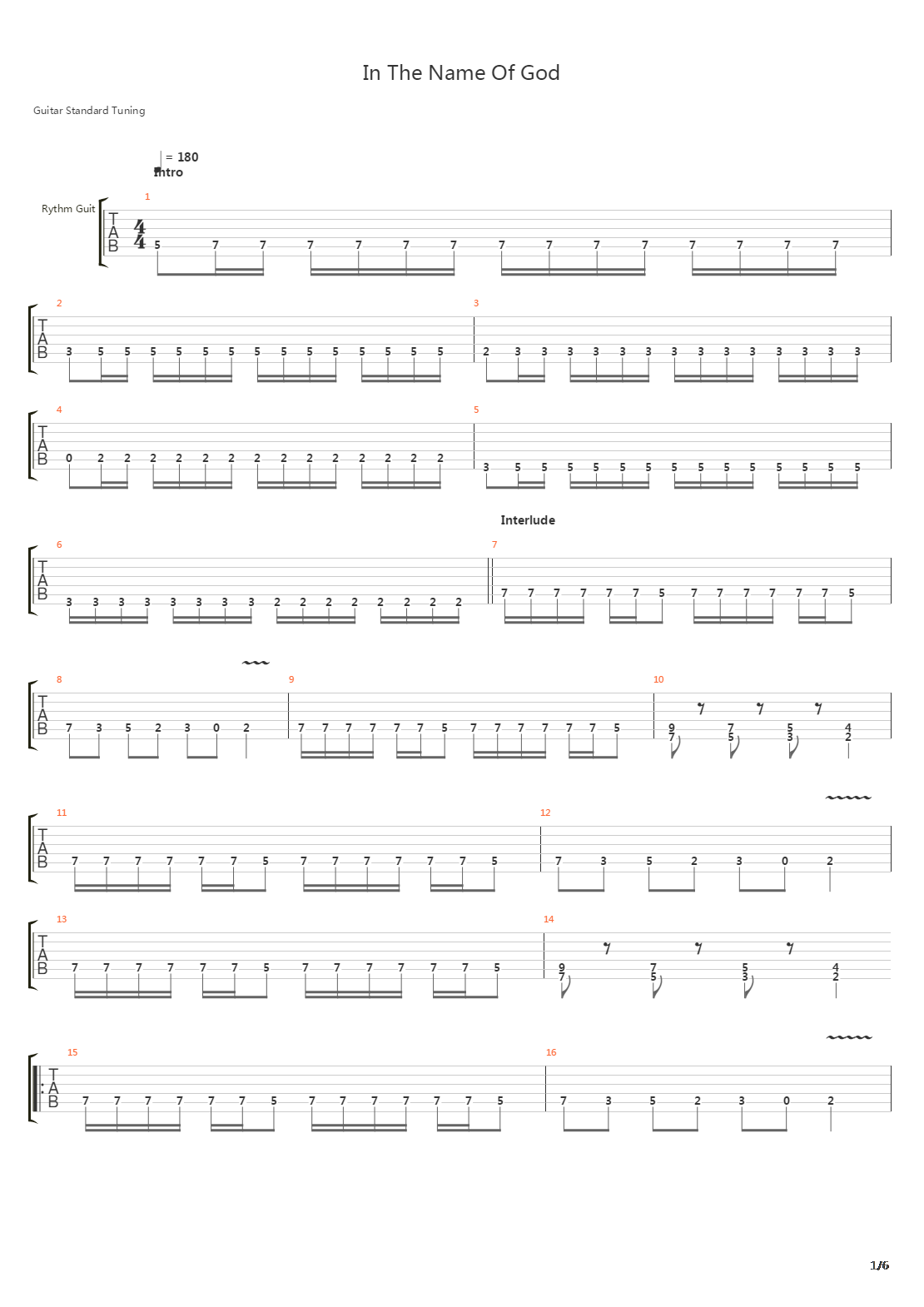 In The Name Of God吉他谱
