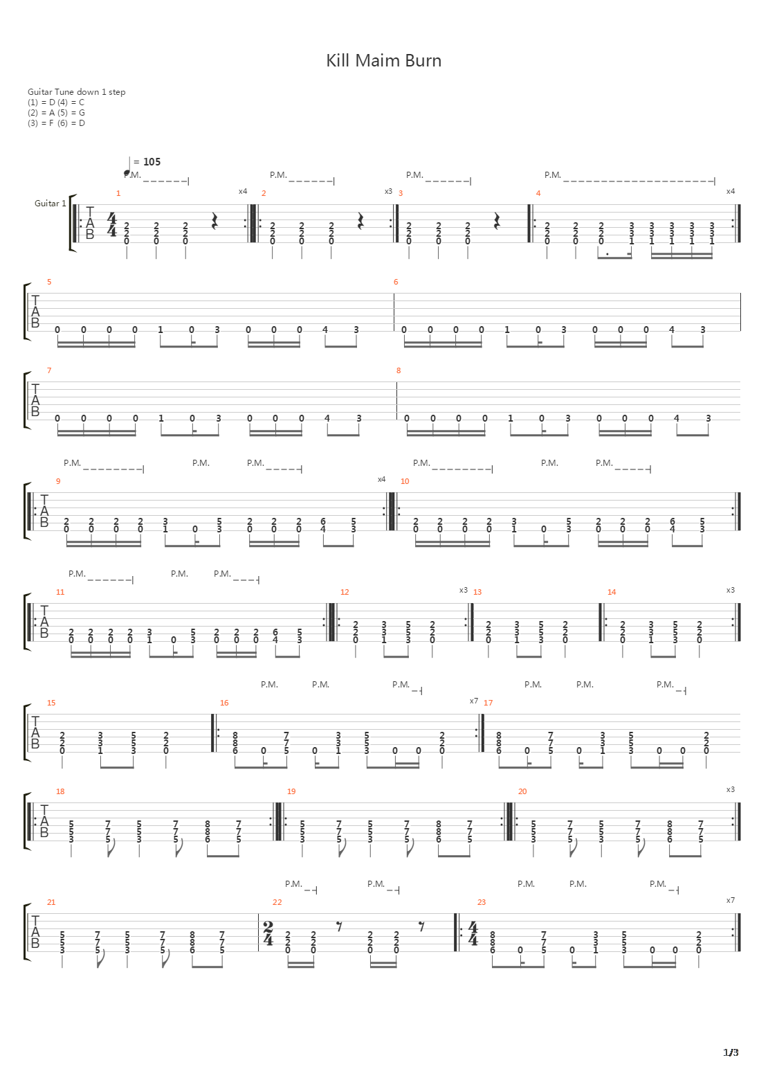 Kill Maim Burn吉他谱