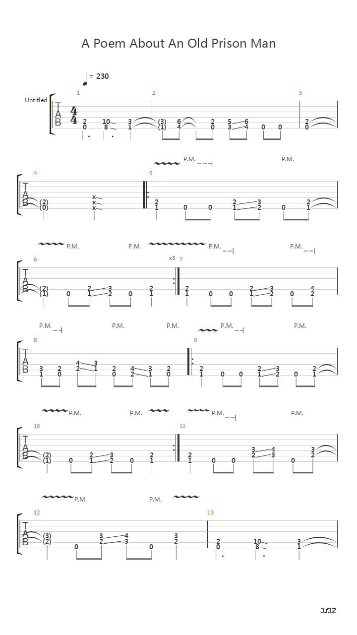 A Poem About An Old Prison Man吉他谱