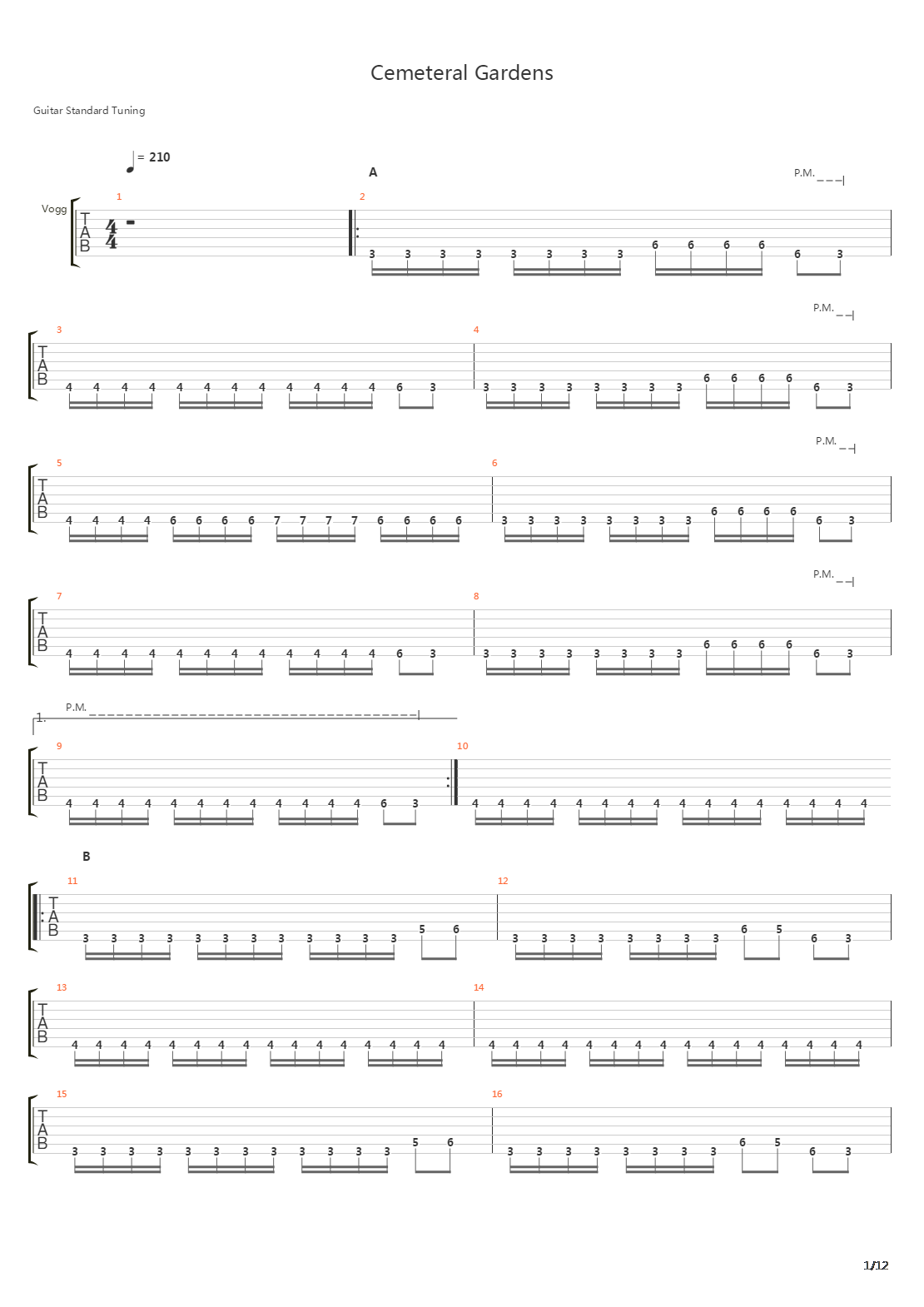 Cemeteral Gardens吉他谱