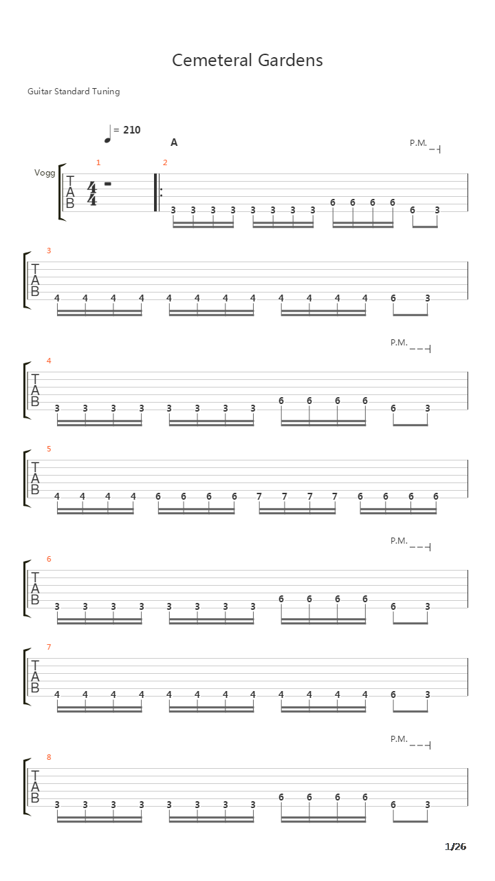 Cemeteral Gardens吉他谱