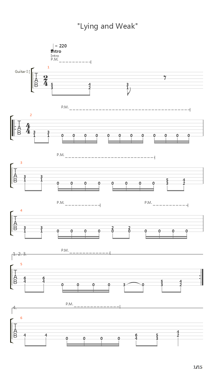 Lying And Weak吉他谱