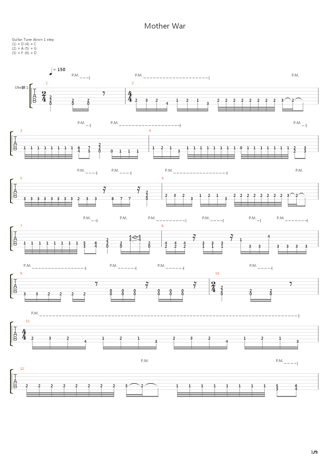 Mother War吉他谱