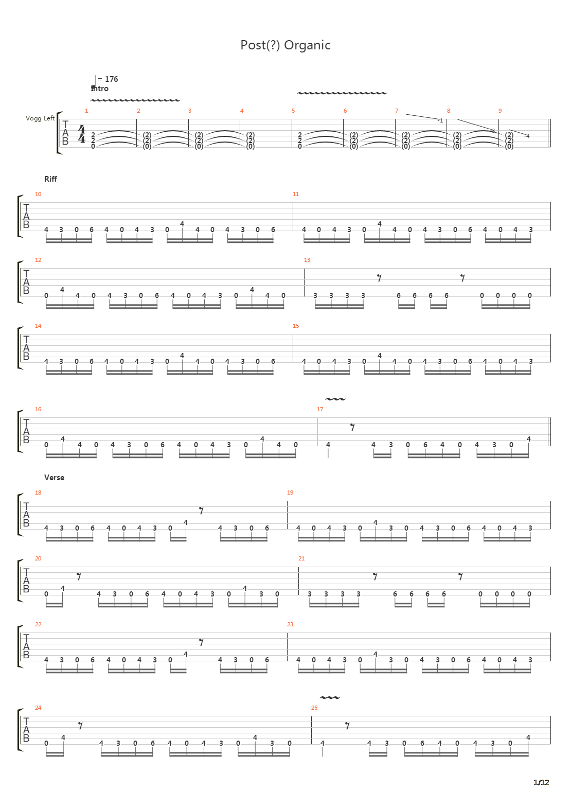 Post Organic吉他谱