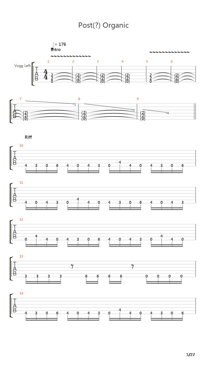 Post Organic吉他谱