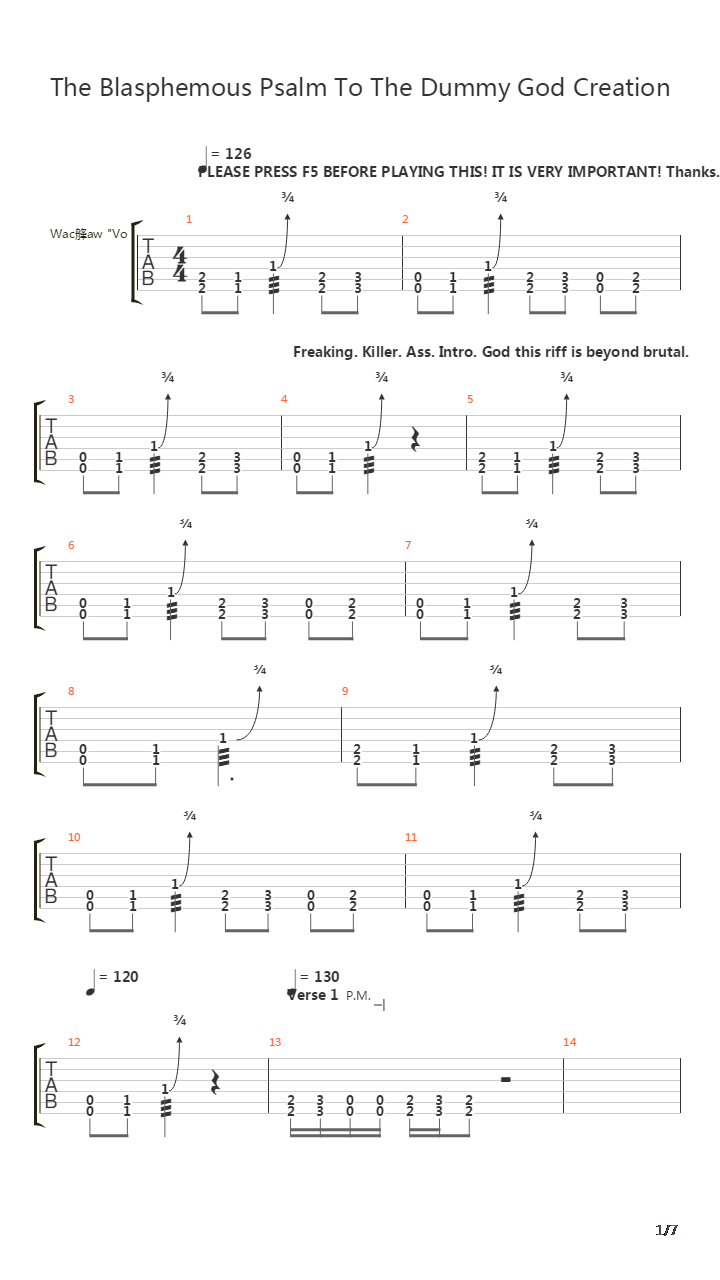 The Blasphemous Psalm To The Dummy God Creation吉他谱