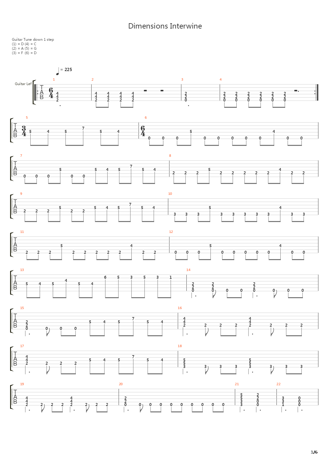 Dimensions Interwine吉他谱