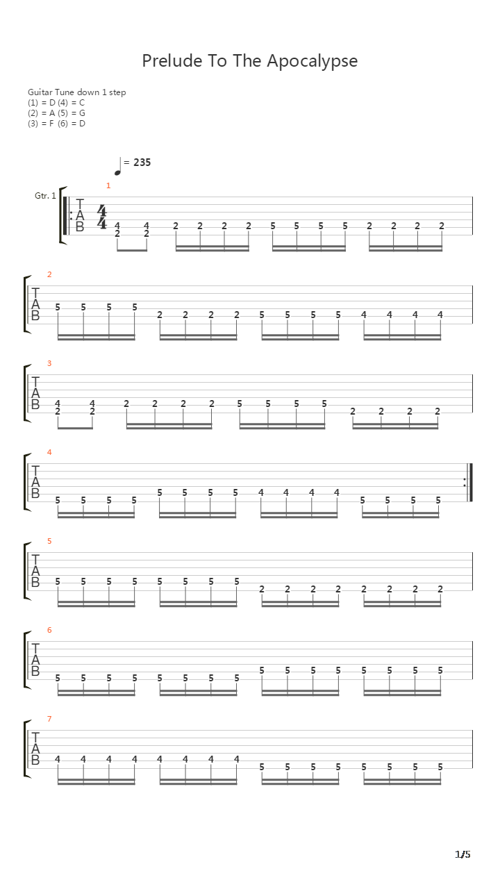 Prelude To The Apocalypse吉他谱