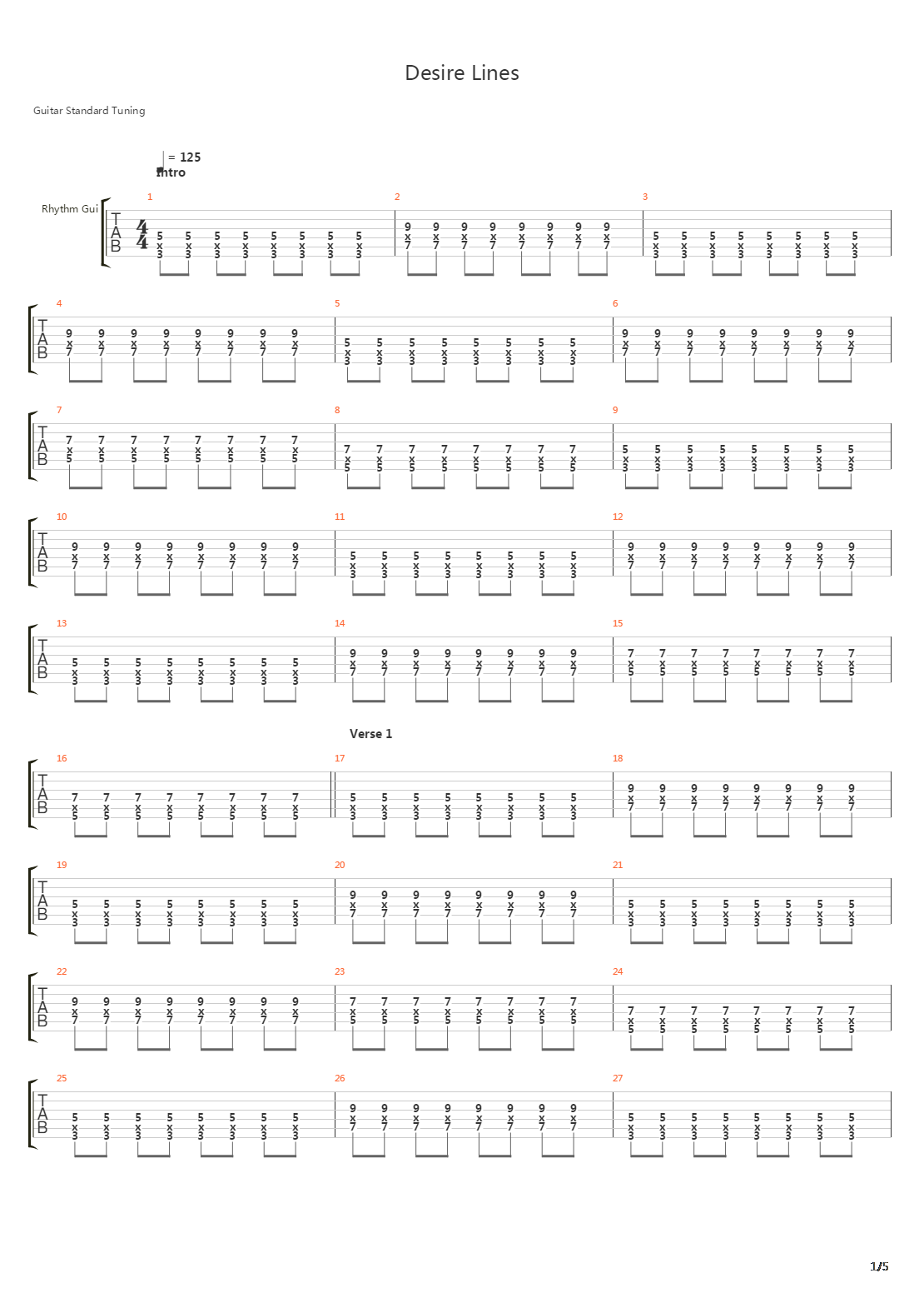 Desire Lines吉他谱