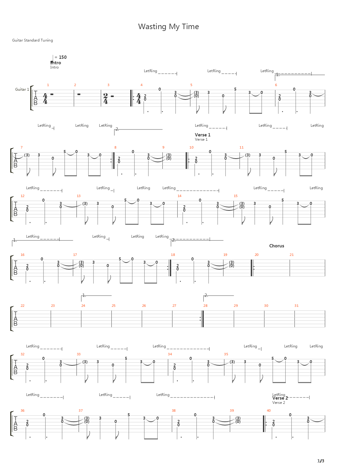 Wasting My Time吉他谱