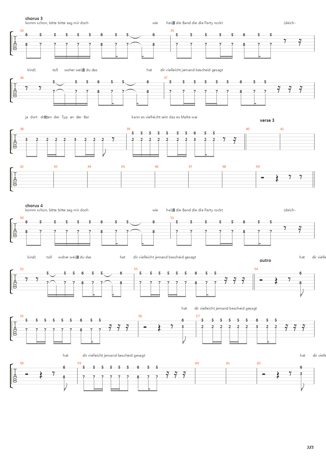 Komm Schon吉他谱