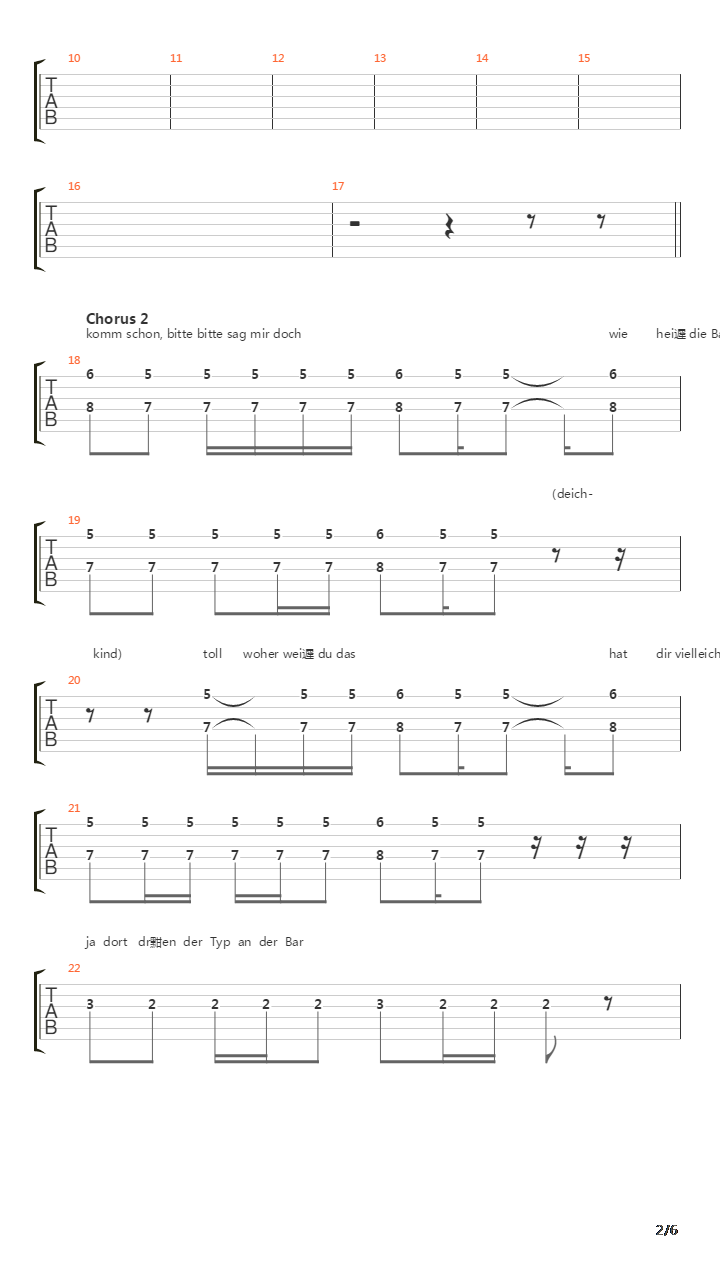 Komm Schon吉他谱