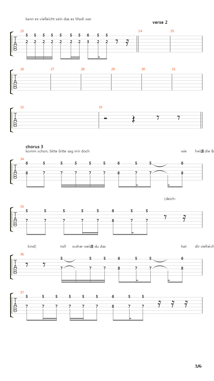 Komm Schon吉他谱