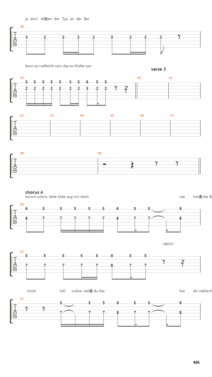 Komm Schon吉他谱