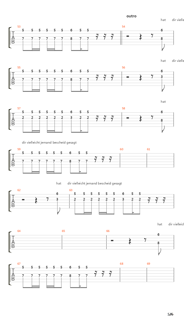 Komm Schon吉他谱