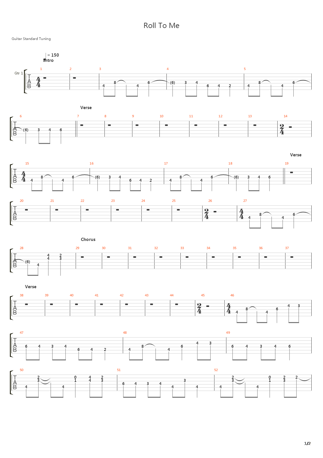 Roll To Me吉他谱