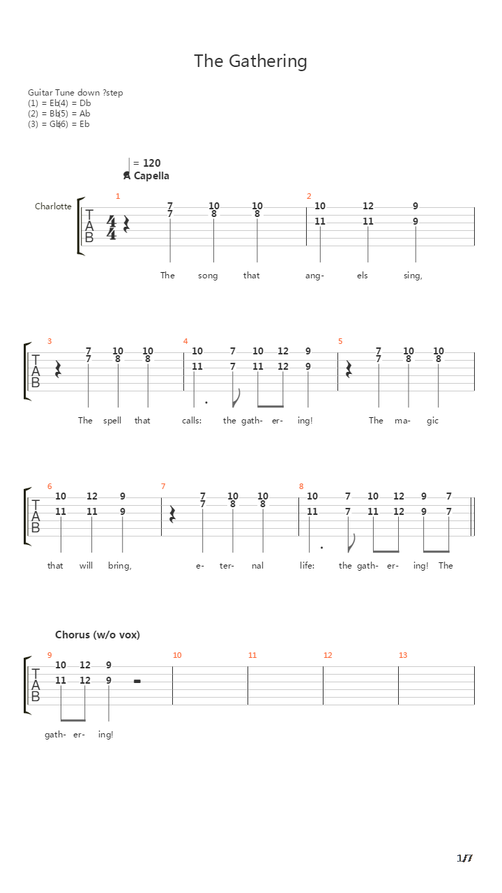 The Gathering吉他谱