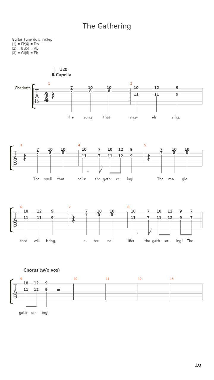 The Gathering吉他谱