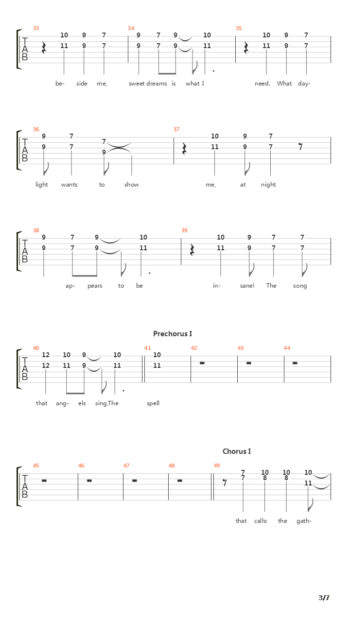 The Gathering吉他谱