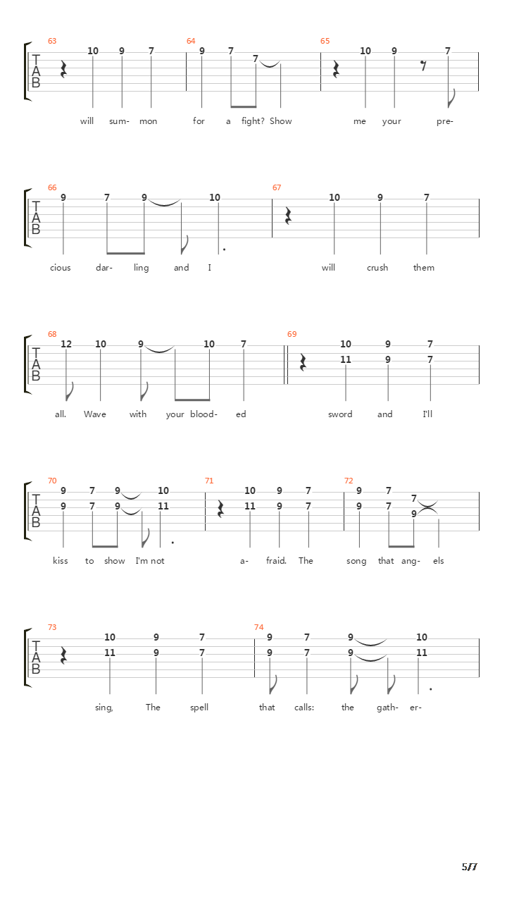 The Gathering吉他谱