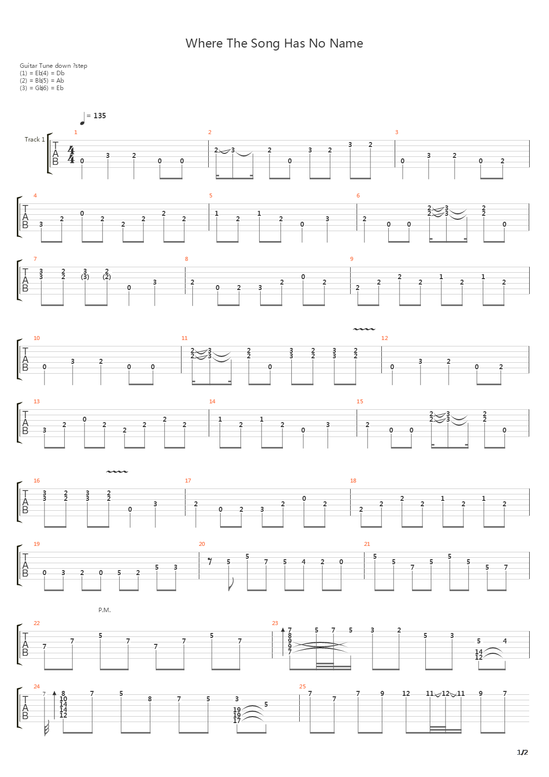 Where The Song Has No Name吉他谱