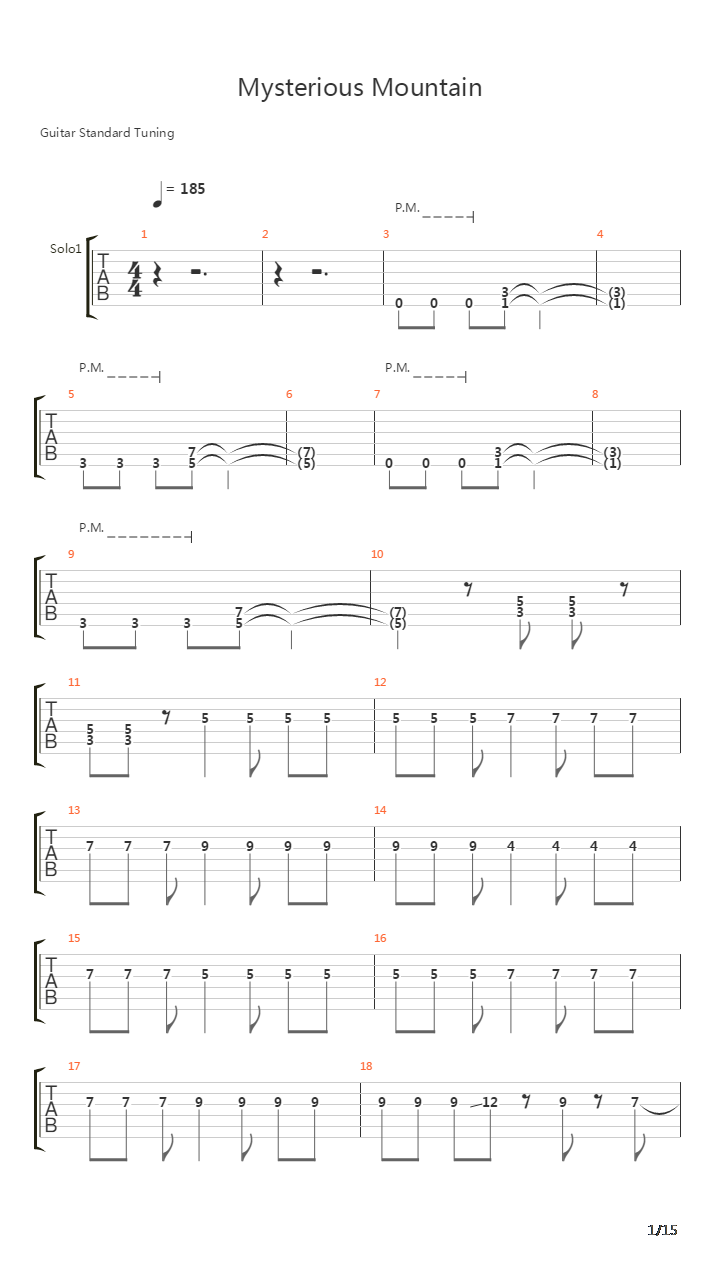 Mysterious Mountain吉他谱