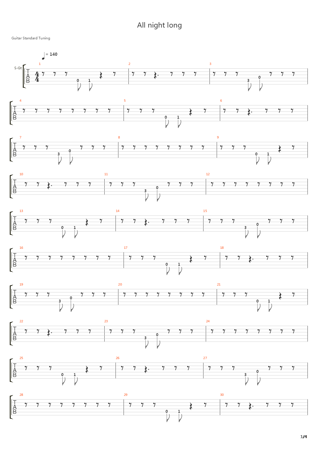 All Night Long吉他谱
