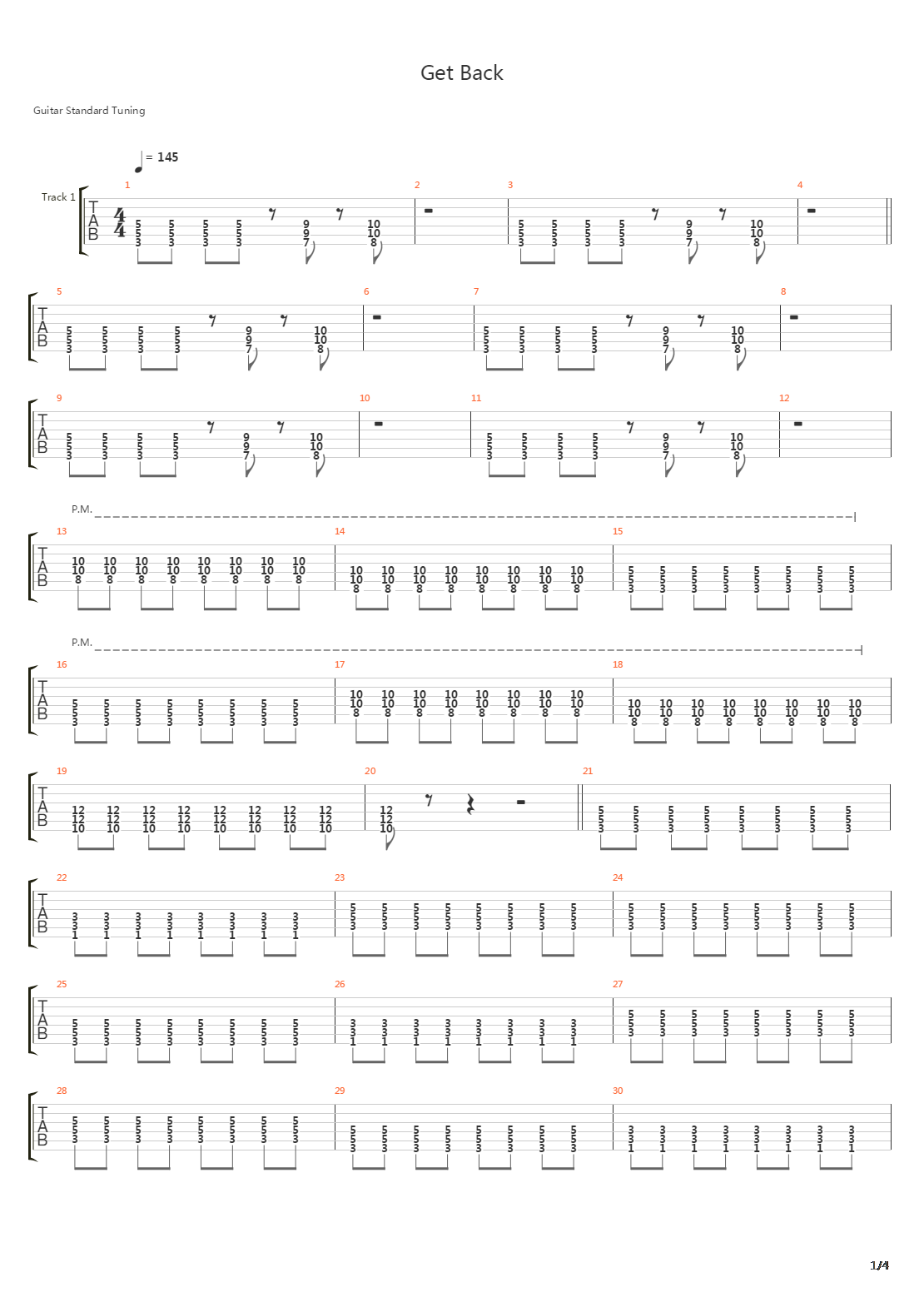 Get Back吉他谱