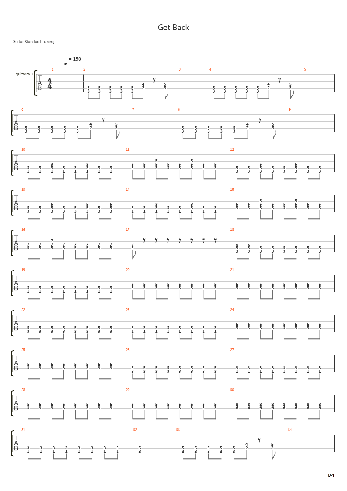 Get Back吉他谱