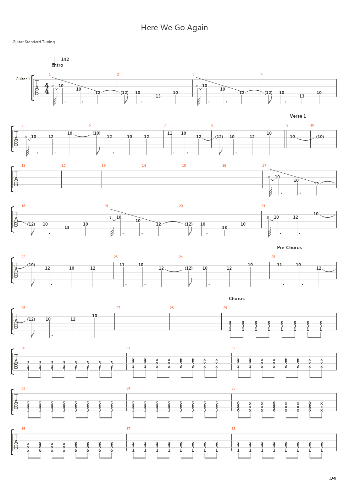 Here We Go Again吉他谱