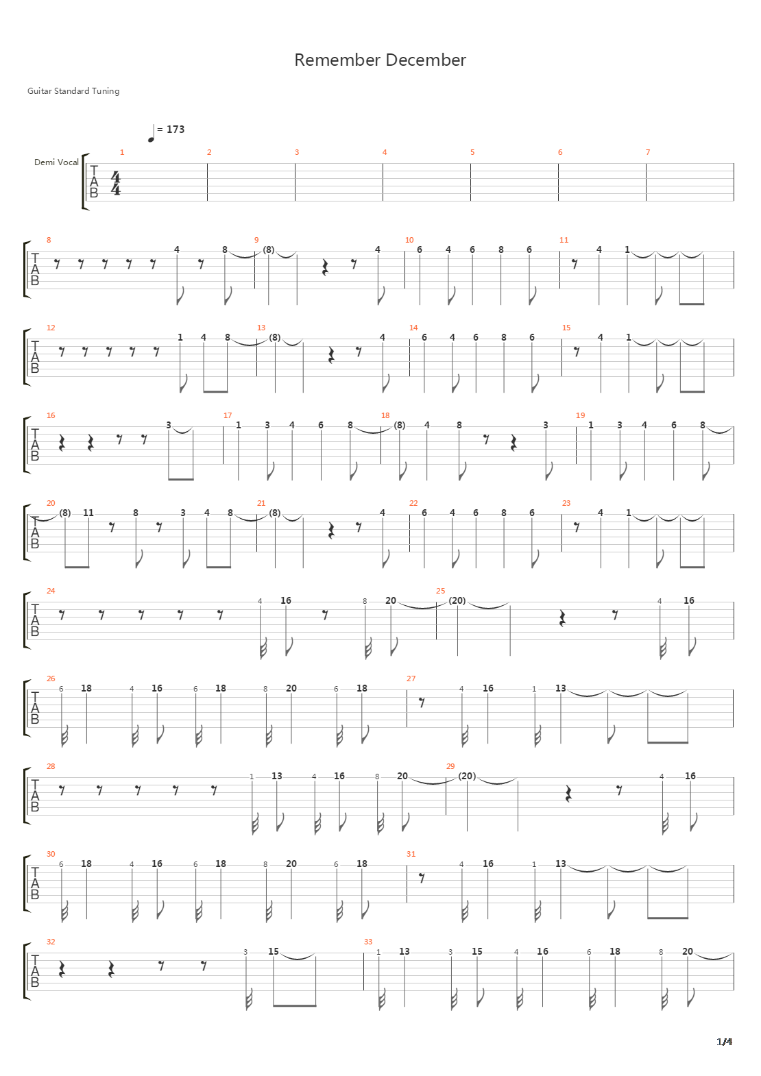 Remember December吉他谱