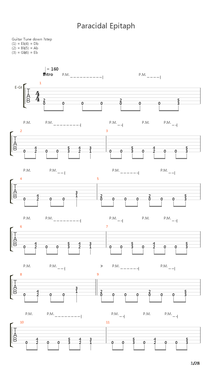 Paracidal Epitaph吉他谱