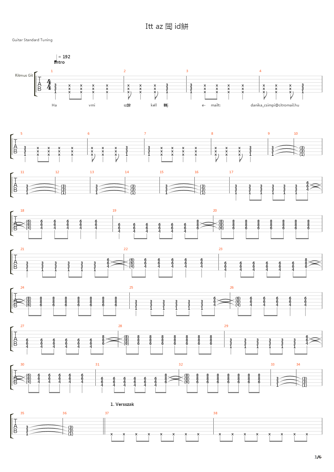 Itt Az En Idom吉他谱