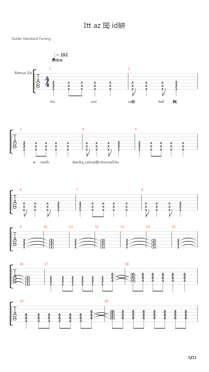 Itt Az En Idom吉他谱