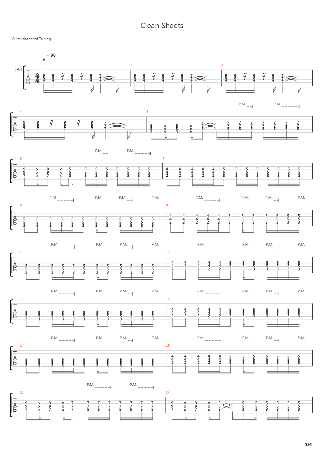 Clean Sheets吉他谱
