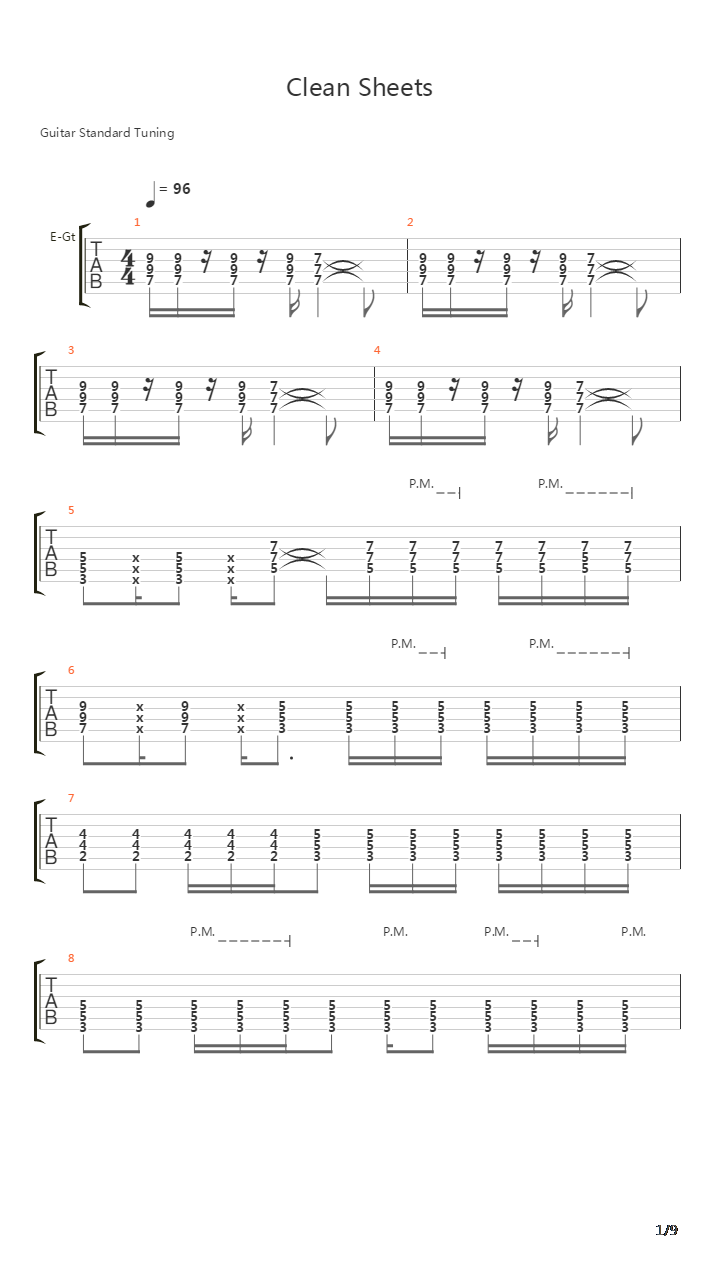 Clean Sheets吉他谱