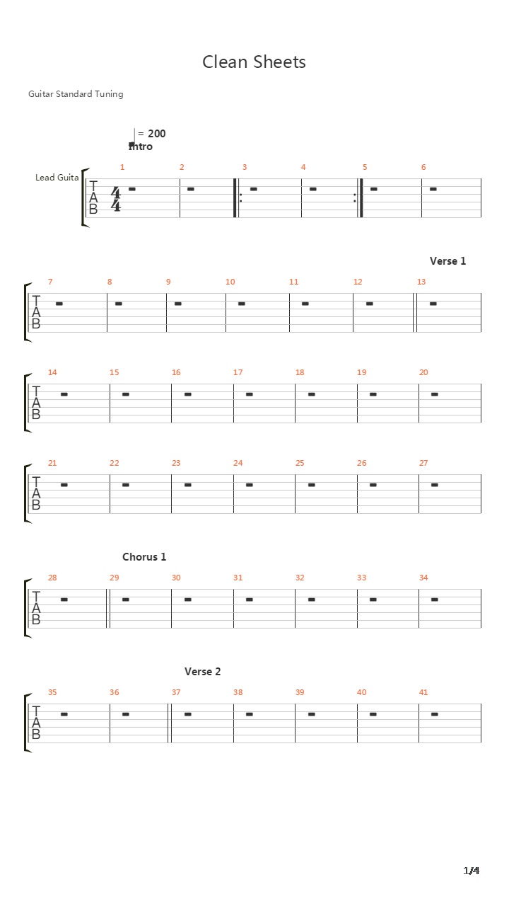 Clean Sheets吉他谱